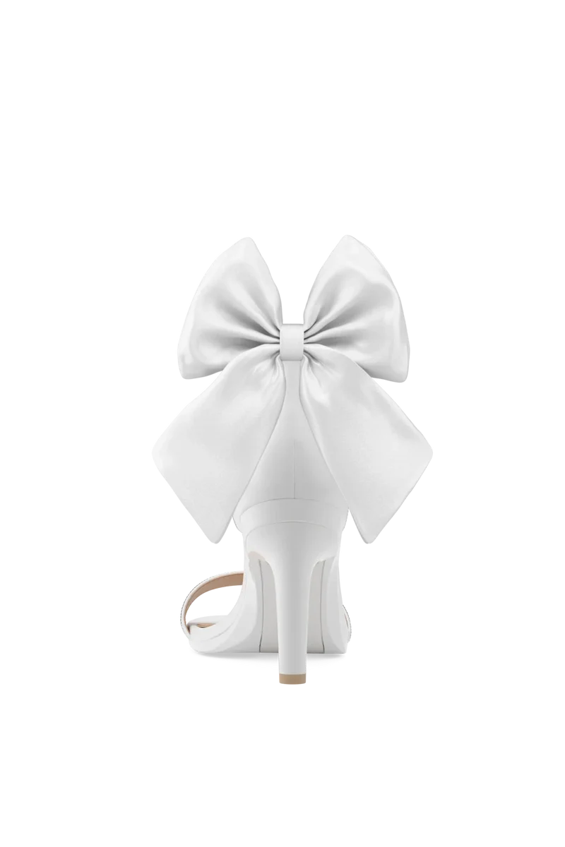 Ankle Bow White Satin Clip