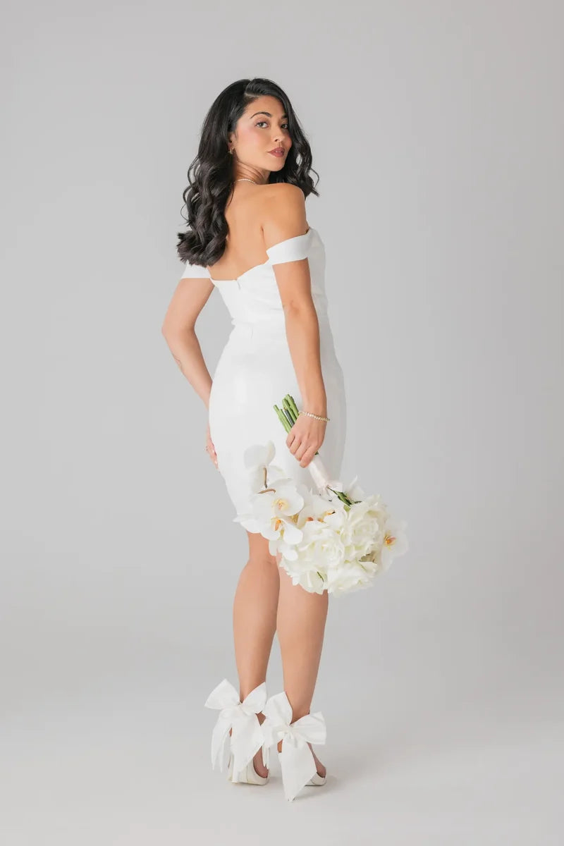 Ankle Bow White Satin Clip
