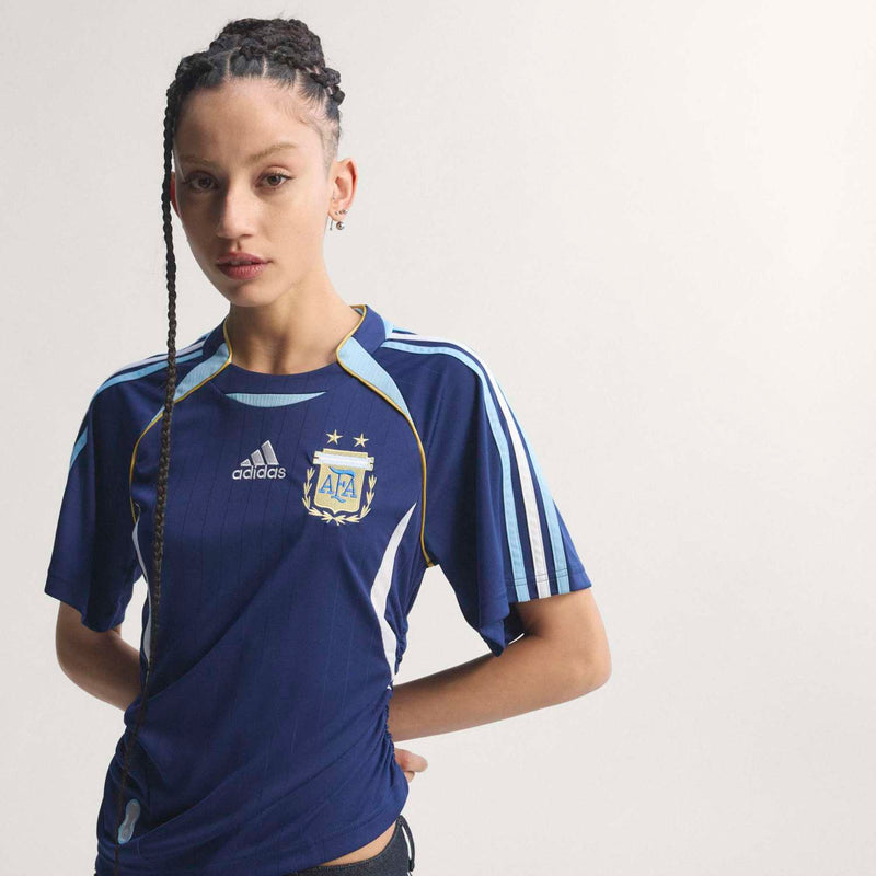 Women's dark blue soccer jersey with AFA crest, adidas logo, and light blue stripes