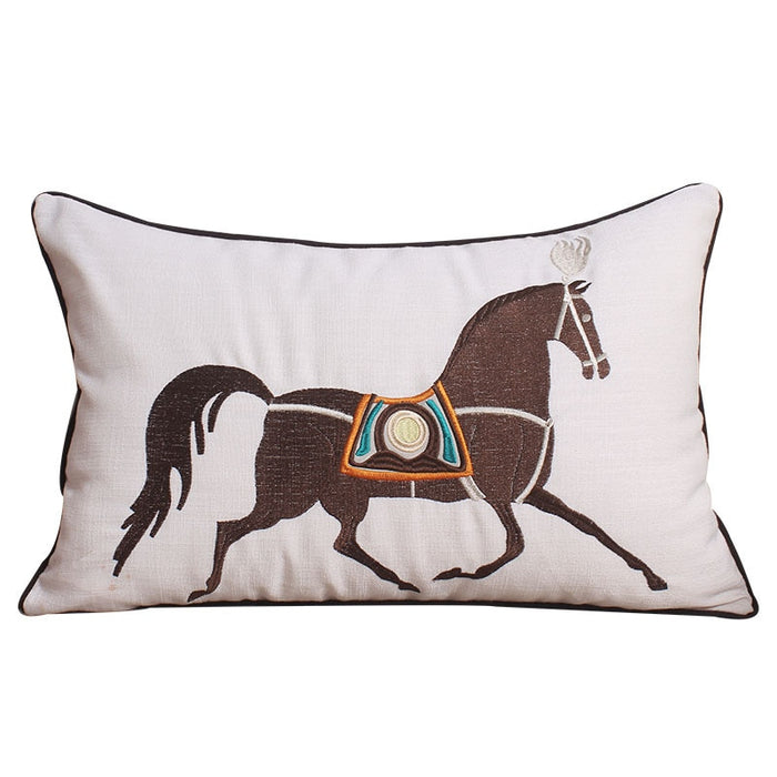 Aria Embroidered Velvet Pillow Cover Brown 14" x 20"
