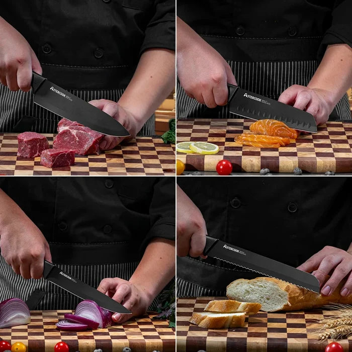 Astercook™ 15-Piece Precision Knife Set – German Stainless Steel with Built-In Sharpener & Block