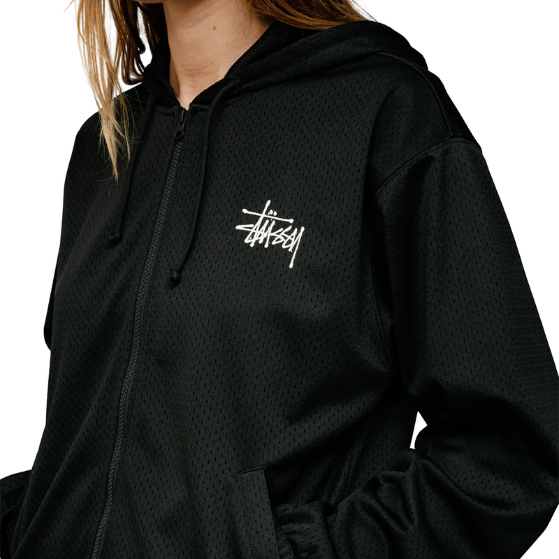 ATHLETIC MESH ZIP HOODIE BLACK