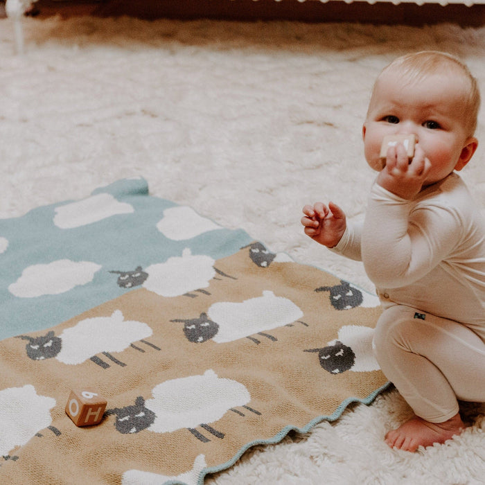 Baby Cotton Knit Blanket - Sheep