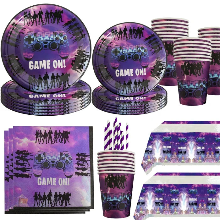 BattleFest™ Fortnite Party Set – Llama Theme Plates & Cups for Boys’ Birthday Decorations