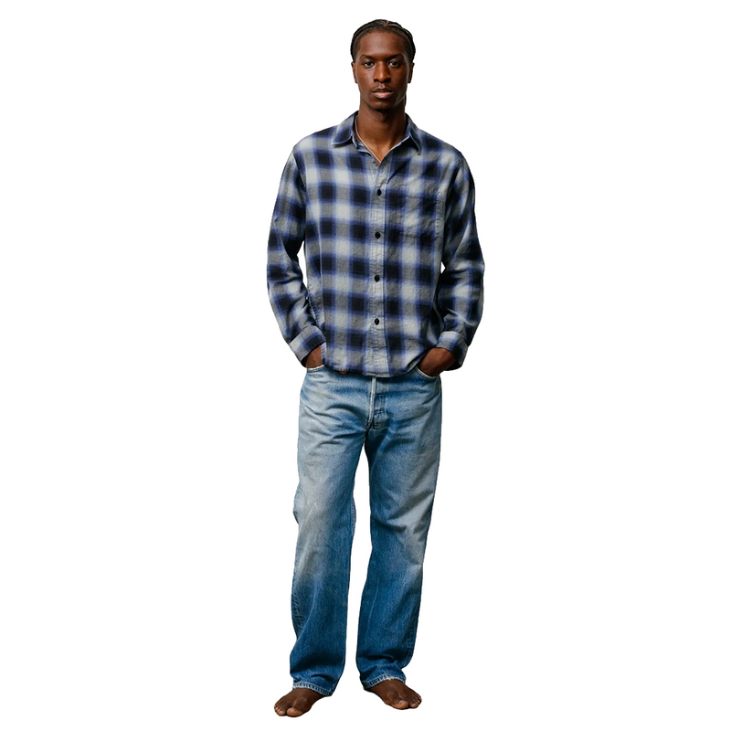 BEACH OMBRE PLAID SHIRT BLACK
