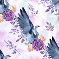 Bird Fabric, Swan Fabric, Blue-Gray and Purple, Cotton or Fleece, 3811 - Beautiful Quilt