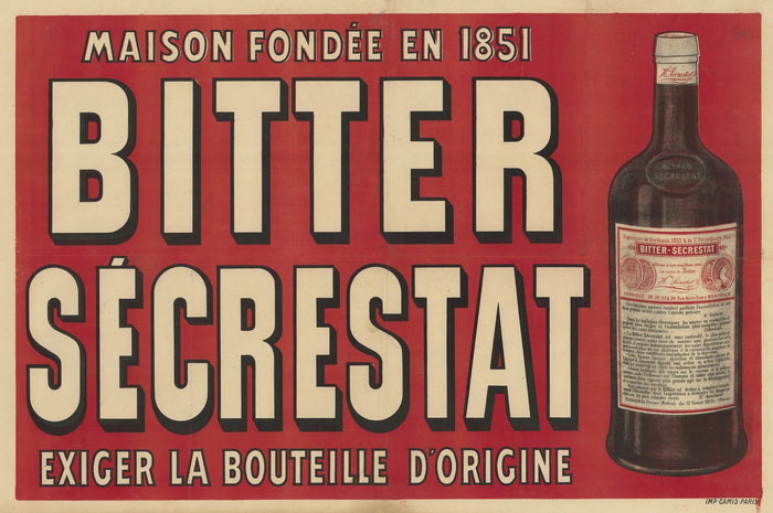 Bitter Sécrestat Vintage Advertising Poster, 1851