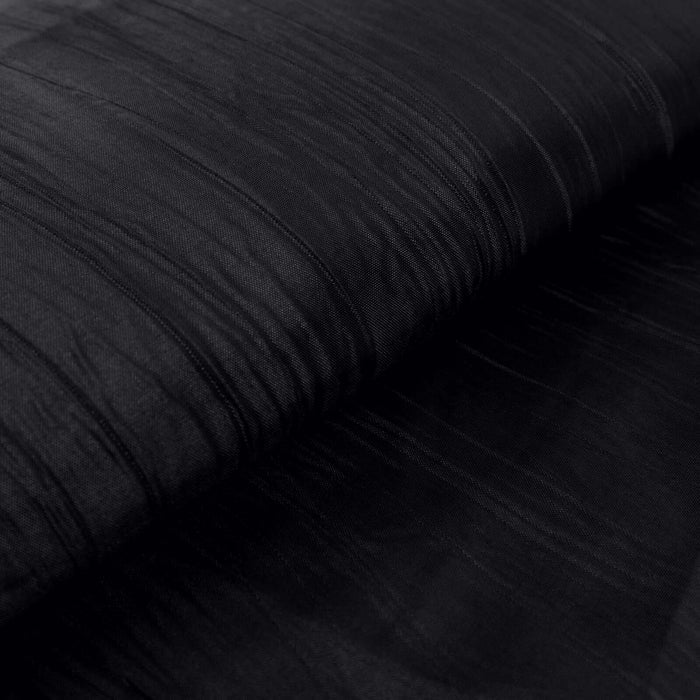 Black sheer fabric with subtle texture and sheen.