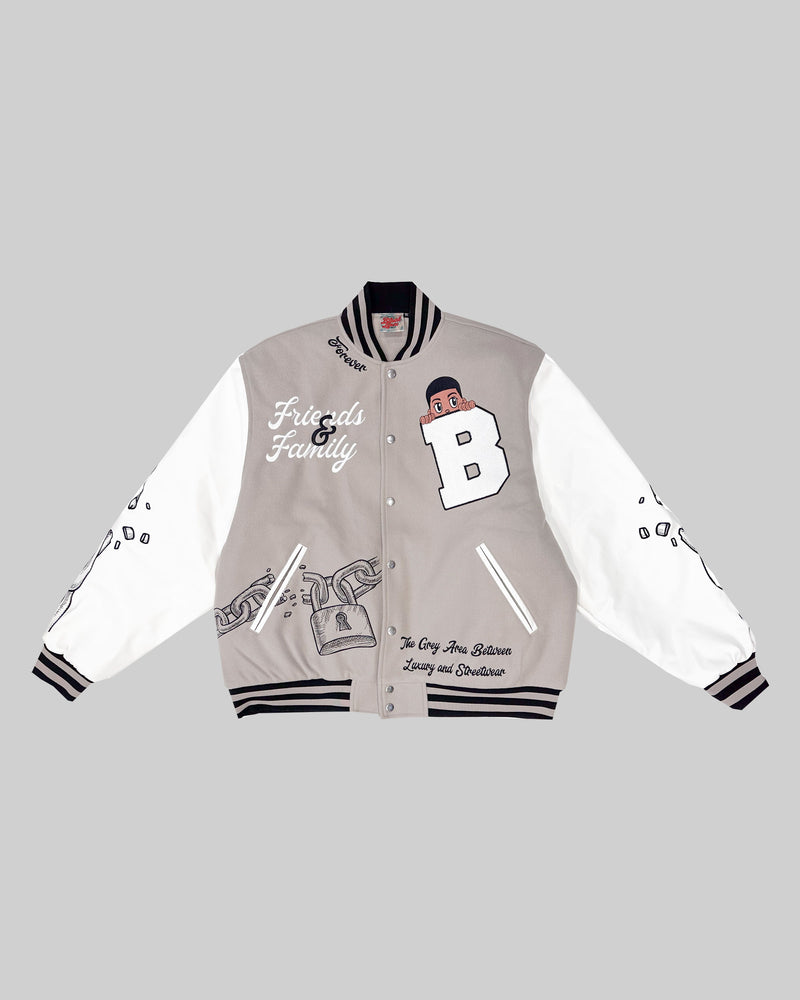 BLACK LINX LETTERMAN JACKET "GREY AREA"