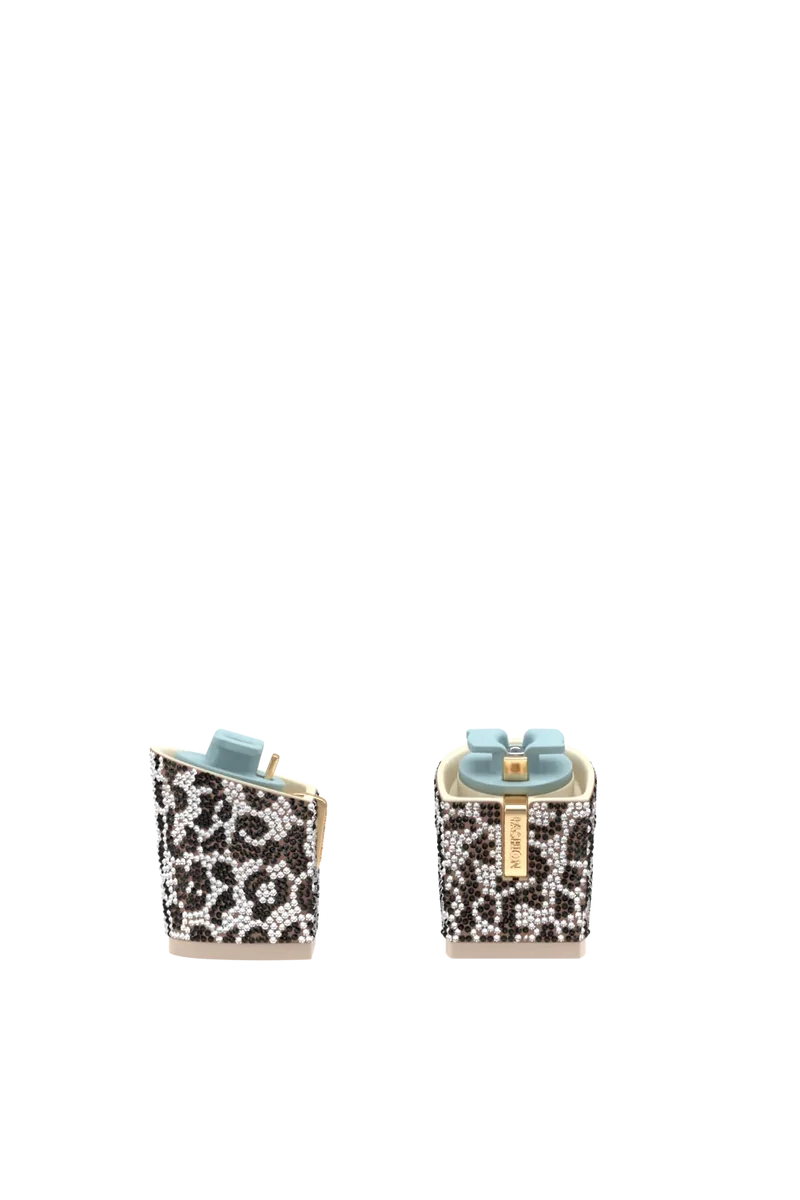 Block Heel Kit 3 Snow Leopard Rhinestone