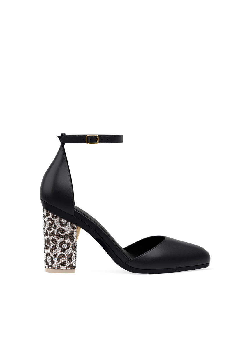 Block Heel Kit 4 Snow Leopard Rhinestone
