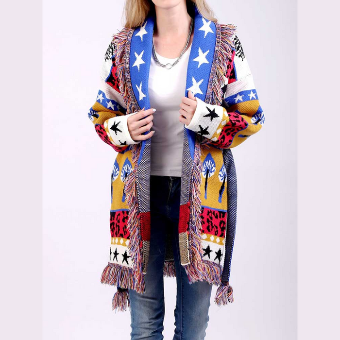 Blue Tallulah Oversized Cardigan Jacket