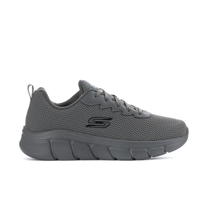 Skechers men's dark grey mesh slip-on sneakers with cushioned rubber sole