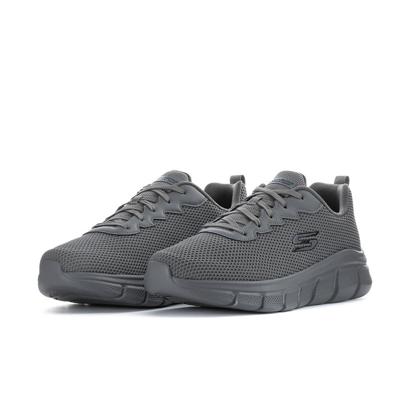 Skechers men's dark grey mesh lace-up sneakers with chunky rubber sole