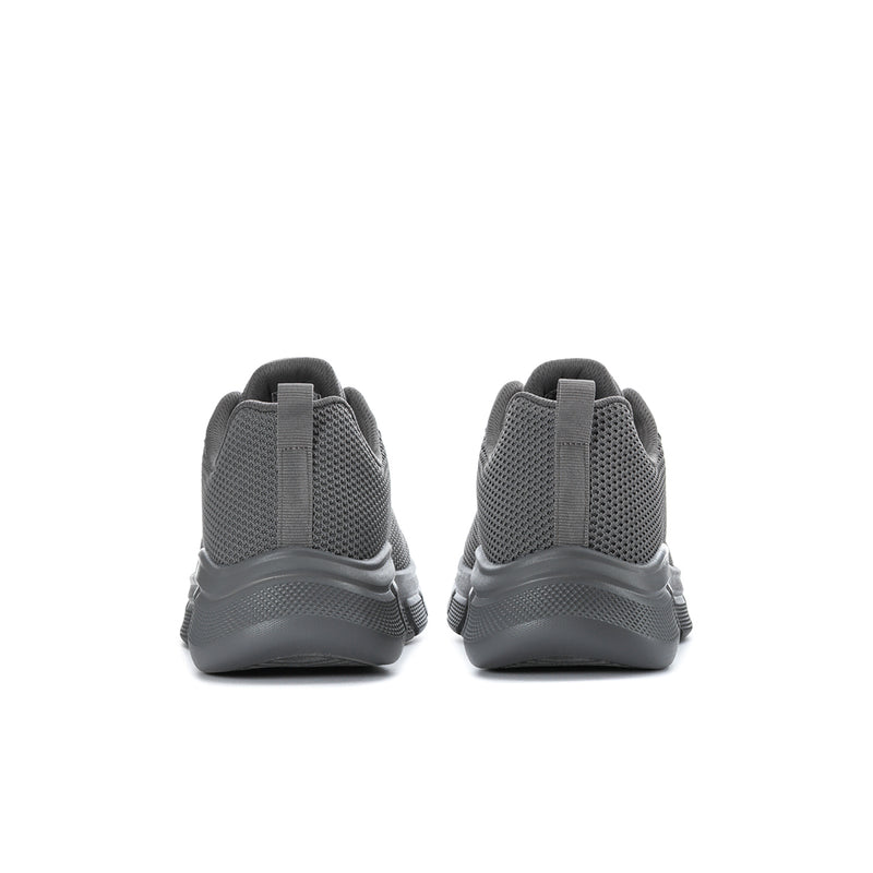 Skechers men's dark grey mesh sneakers with pull-tab heel and cushioned sole