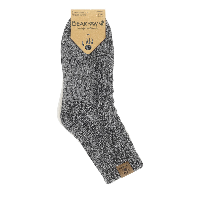 BOOT SOCK ANKLET LRG CABLE 3PK BLACK