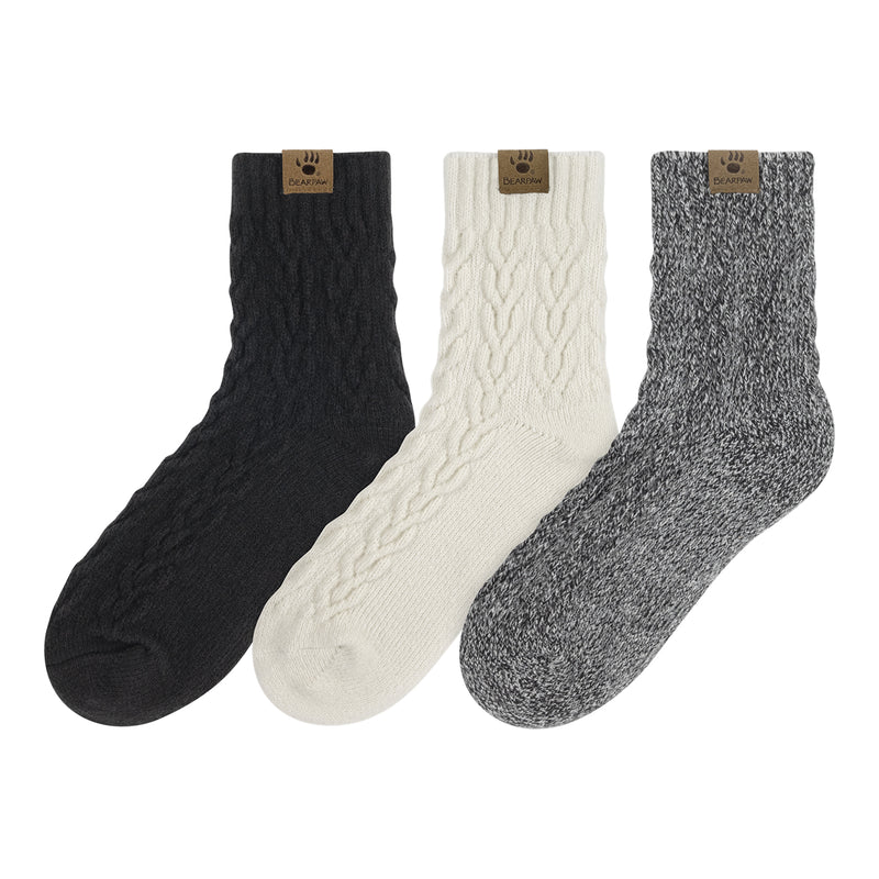 BOOT SOCK ANKLET LRG CABLE 3PK BLACK