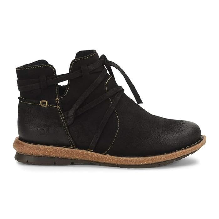 Born Tarkiln Black Suede Tie Wrap Ankle Chukka Boot Women 10 BR0013609 Casual