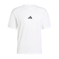 Men's white t-shirt with small black BOS logo on left chest