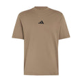 Khaki men's short-sleeve T-shirt with small black adidas logo on chest