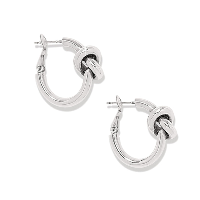 Brighton Interlok Single Knot Hoop Earrings -Silver