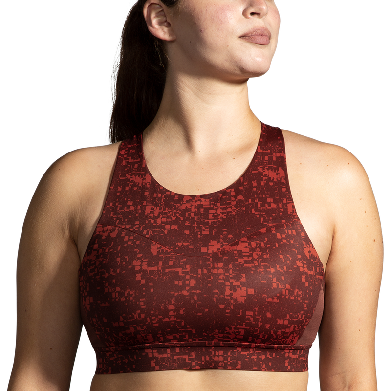 Brooks Drive 3 Pocket Run Bra - RR Glitch Print - Copper
