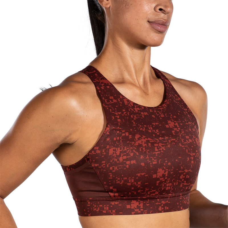 Brooks Drive 3 Pocket Run Bra - RR Glitch Print - Copper