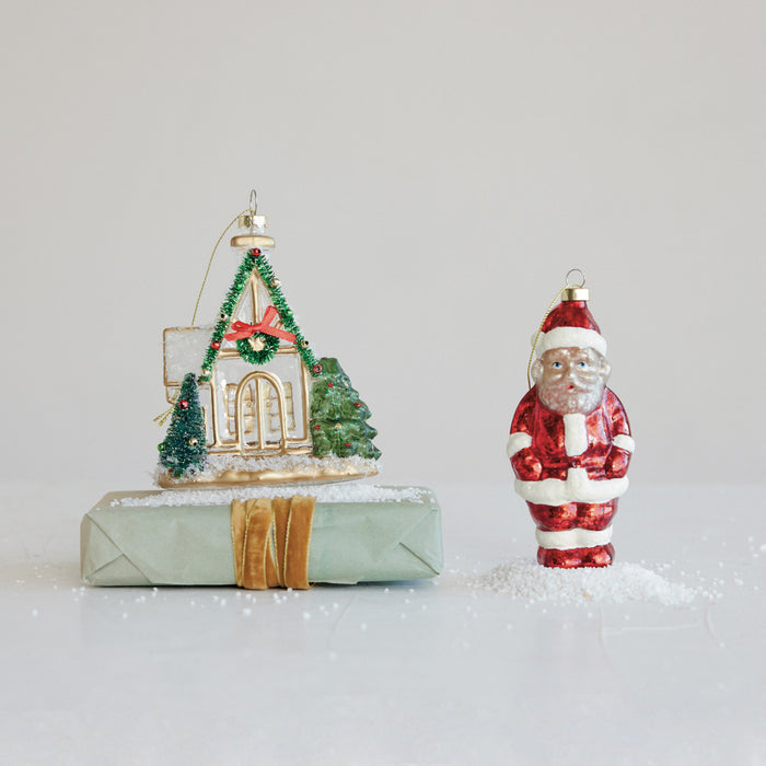 Chapel Ornament with Bottle Brush Tree