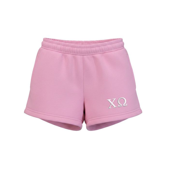 Chi Omega Pink Cloud Fleece Shorts - Chi Omega