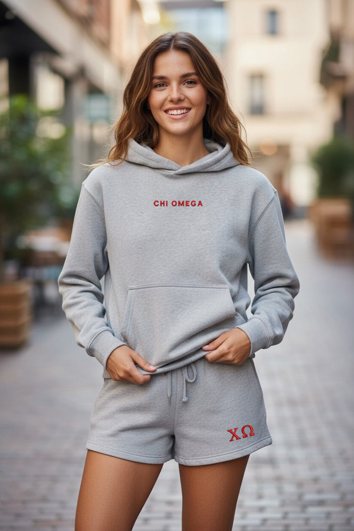 Chi Omega Pink Cloud Fleece Shorts - Chi Omega