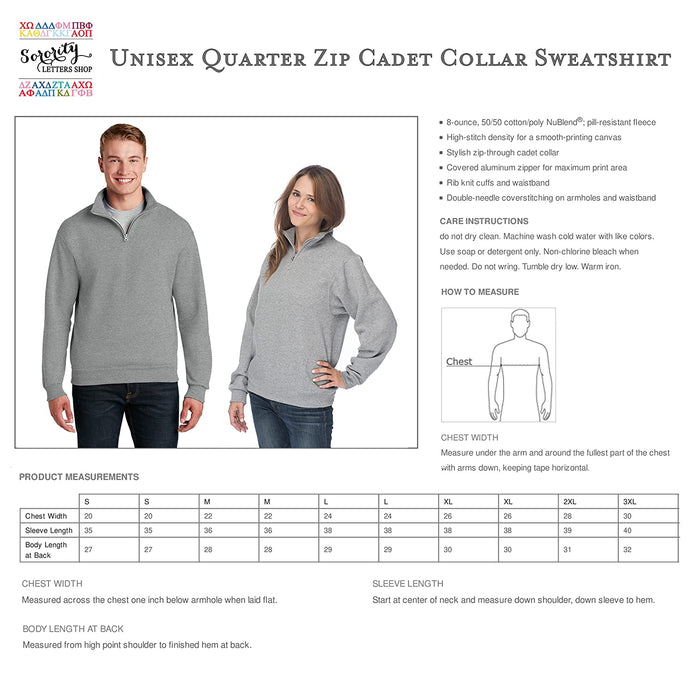 Chi Omega Quarter Zip with Chi Omega Owl