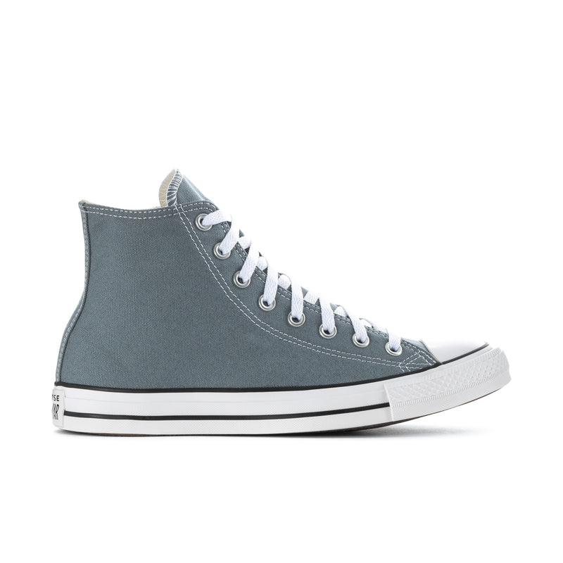 Men's high-top canvas sneakers, blue-gray, lace-up with metal eyelets