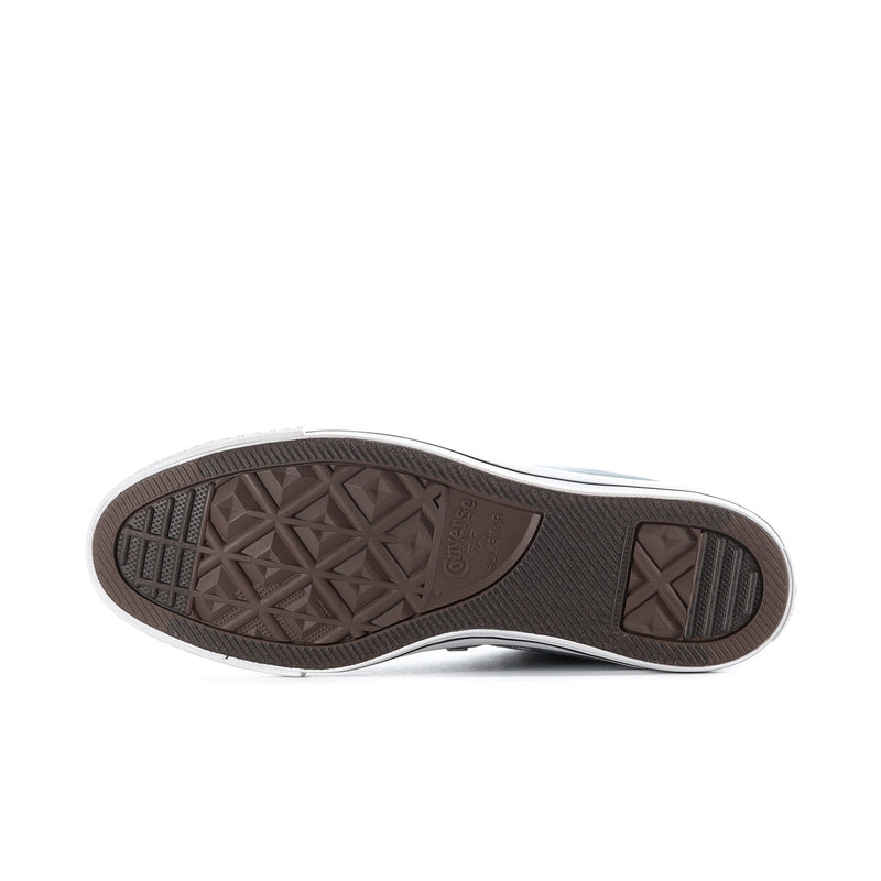 Rubber outsole for blue-gray high-top sneakers with textured tread and star pattern