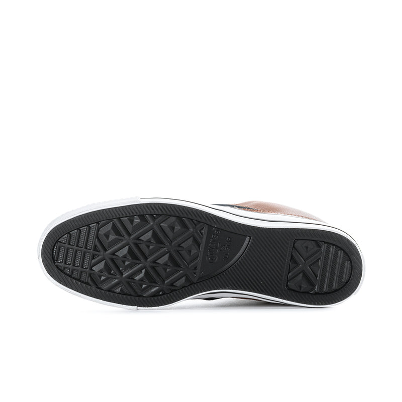 High-top sneaker outsole with textured black tread and white midsole edge