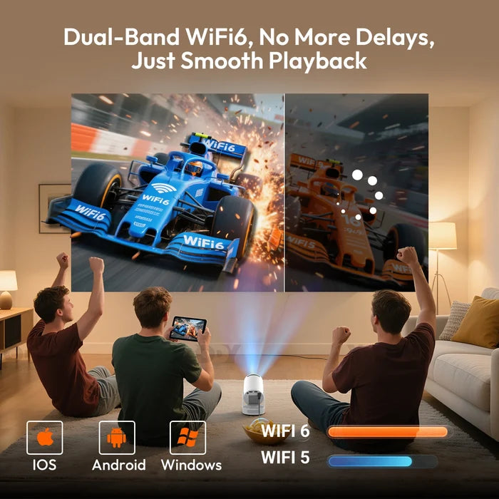 CineLume™ 4K LED Projector – 12000 Lumens, WiFi 6 & Bluetooth 5.0 Portable Home Theater System