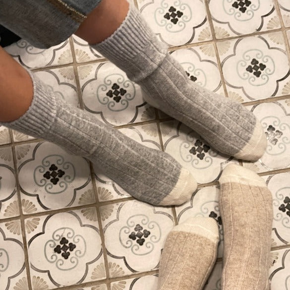 Neutral Classic Cashmere Thick Socks at Golden Rule Gallery in Excelsior, MN