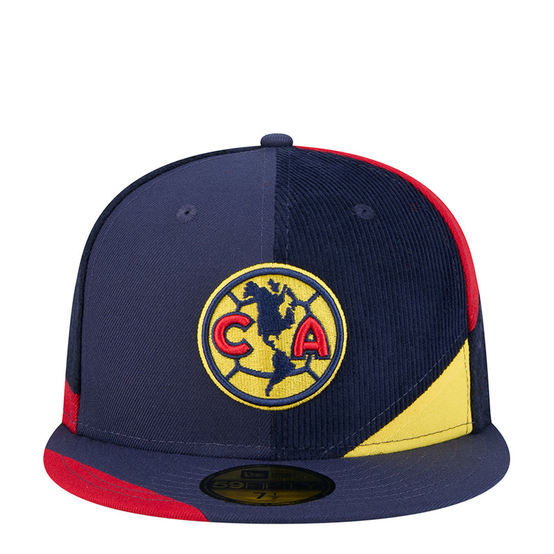 Navy snapback cap with red and yellow panels, Club America crest on front