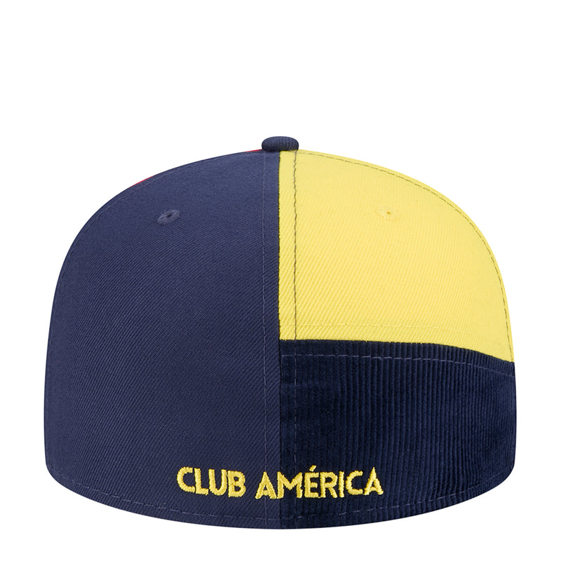 Club América cap with navy and yellow colorblock and embroidered logo