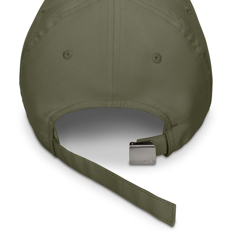 Medium olive strapback cap adjustable strap with metal buckle at back
