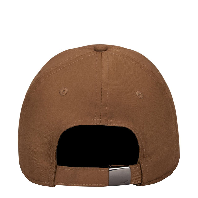 Mosswood brown Nike cap with back strap and metal buckle, curved brim