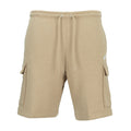 Mens cargo shorts in parachute beige with elastic drawstring waist and side pockets