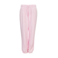 Women’s pink fleece sweatpants with elastic waistband and ankle cuffs