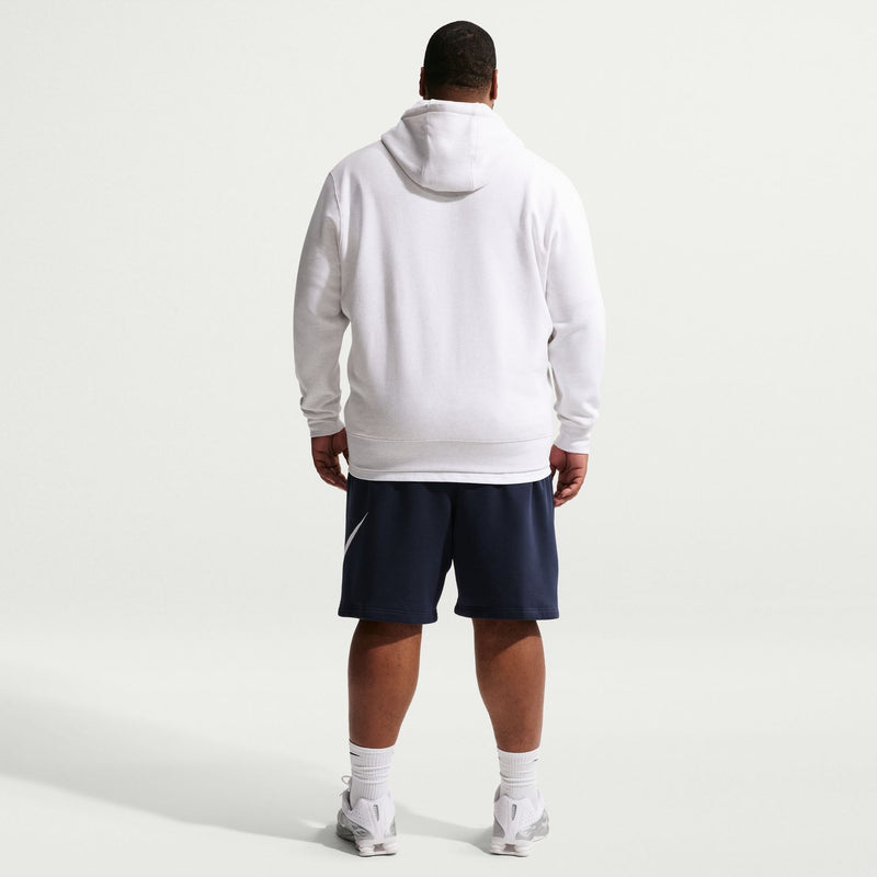 Men's fleece shorts, dark navy with elastic waistband and small back pocket detail