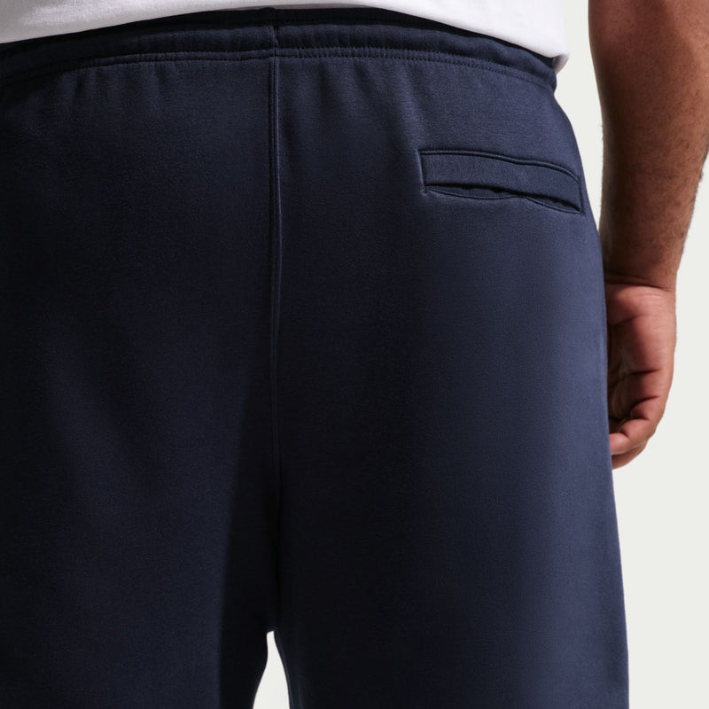 Men's fleece shorts dark navy with drawstring and side pocket at hem