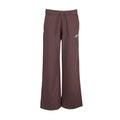 Womens wide-leg fleece pants in dark brown, elastic waistband and drawstring