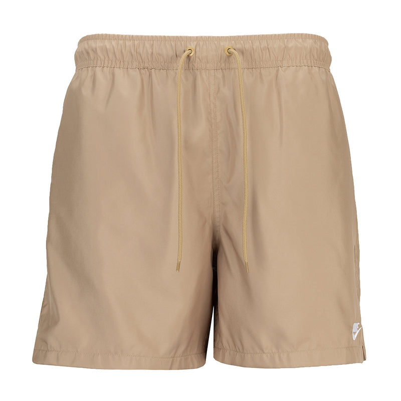 Men's parachute beige shorts with elastic waistband and drawstring ties