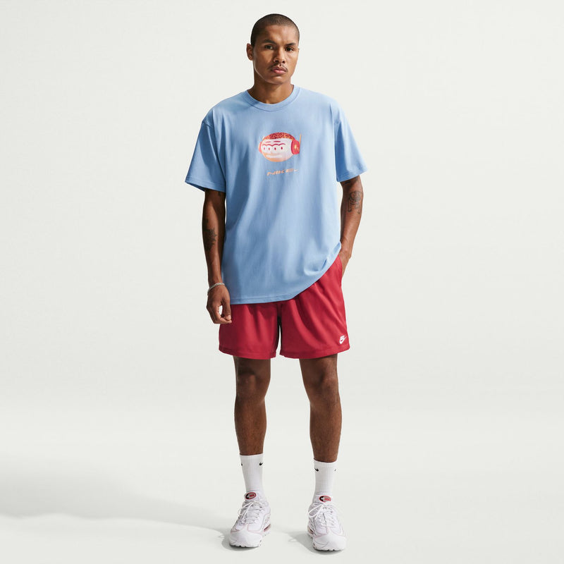 Men's crimson drawstring shorts with elastic waistband and Nike side logo