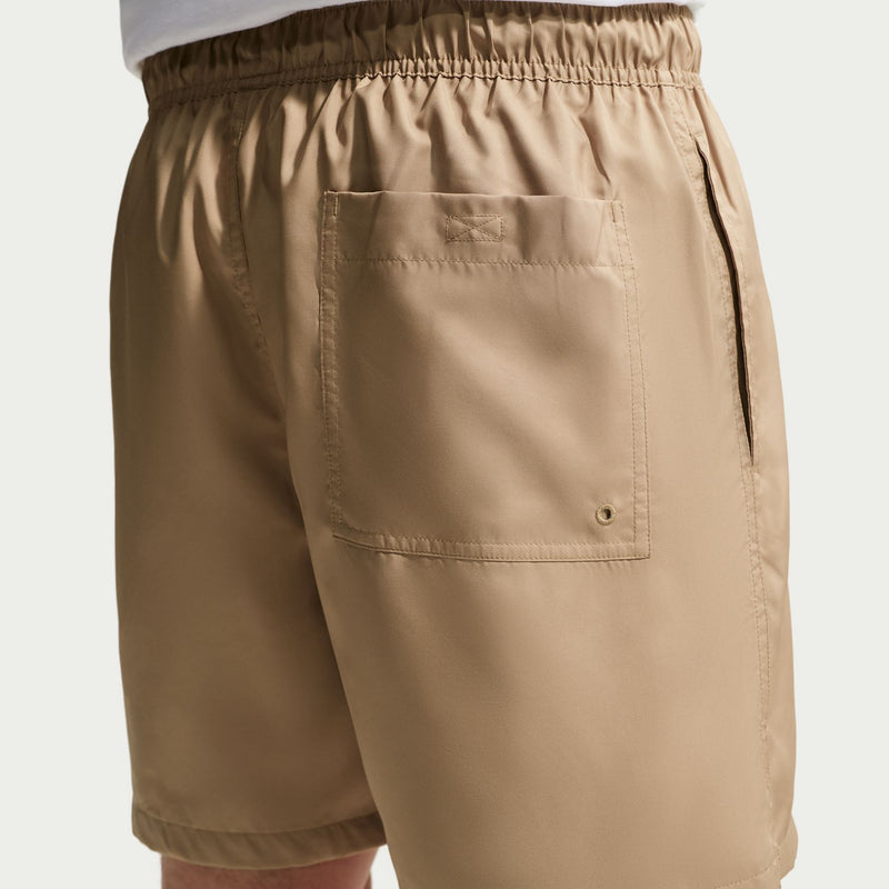 Men's parachute beige shorts with back pocket panel and elastic waistband