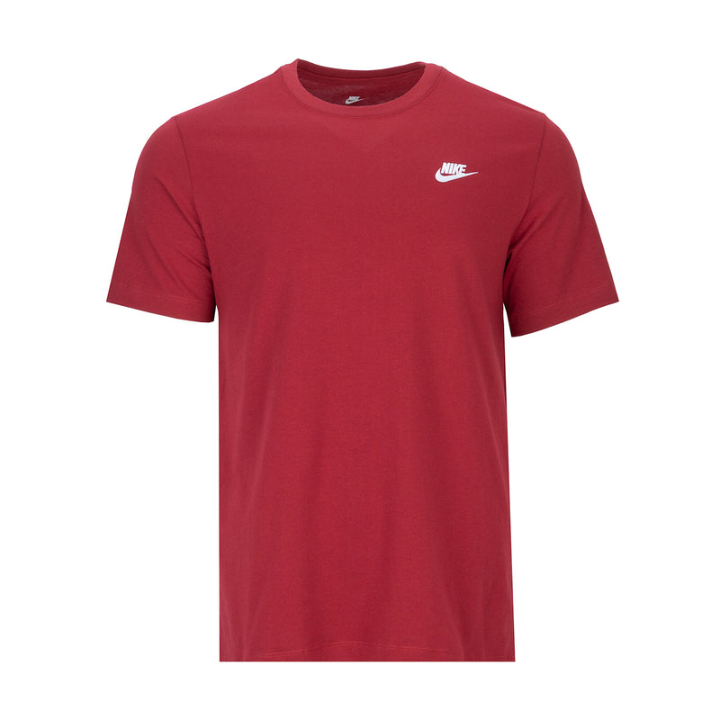 Men's crew-neck T-shirt in deep red with Nike logo on the left chest.