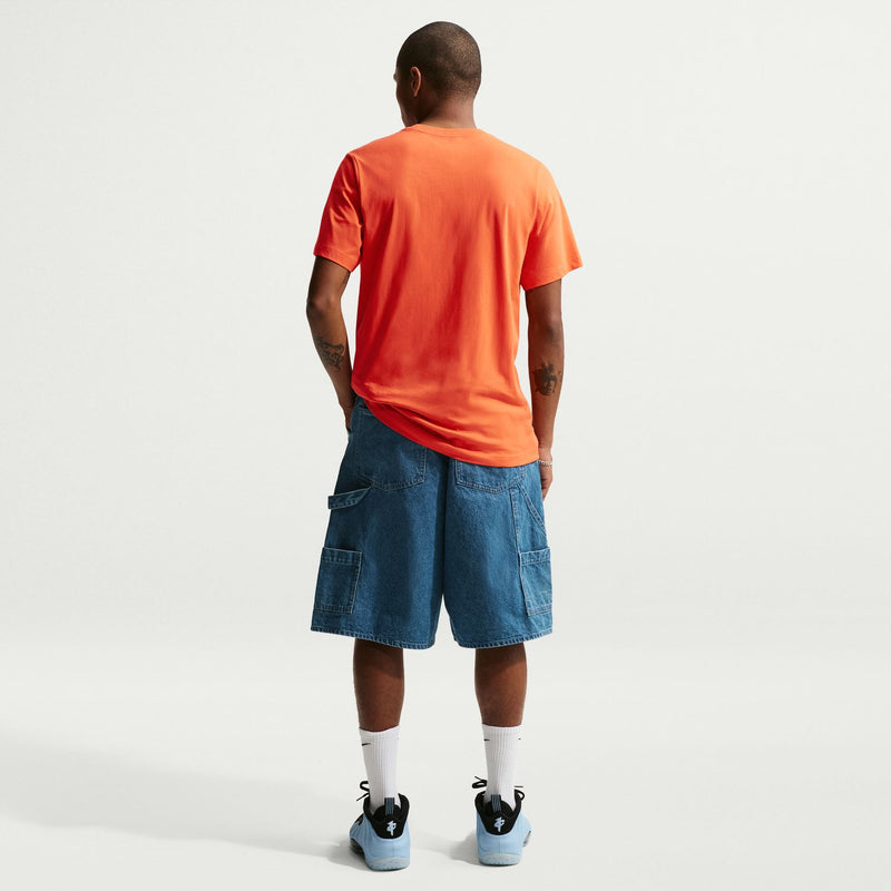 Men's coral orange crew-neck t-shirt back view, short sleeves